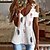 cheap Best Selling Women&#039;s Tops-Women&#039;s Feather Casual Holiday Weekend Floral Painting Short Sleeve T shirt Tee V Neck Lace Cold Shoulder Print Basic Essential Tops White Black Blue S / 3D Print