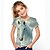 abordables t-shirts 3d fille-T-shirt Fille Enfants Manche Courte 3D effet Cheval Arc-en-ciel Enfants Hauts Eté Actif basique Ecole Extérieur du quotidien 3-12 ans