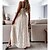 preiswerte Maxi-Kleider-Damen kleid lang Schaukelkleid Weißes Kleid Weiß Einfarbig Ärmellos Sommer Frühling Gespleisst Urlaub V Ausschnitt 2023 S M L XL