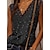 cheap Tops &amp; Blouses-Women&#039;s Tank Top Vest Black Sequins Lace Trims Plain Daily Weekend Sleeveless V Neck Streetwear Casual Regular S