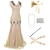 cheap Vintage Dresses-The Great Gatsby Roaring 20s 1920s Cocktail Dress Vintage Dress Flapper Dress Outfits Prom Dress Accesories Set Women&#039;s Tassel Fringe Costume Vintage Cosplay Party Prom Short Sleeve Floor Length Dress