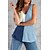 economico Tops &amp; Blouses-Per donna Canotte Veste Color Block A V Informale Streetwear Top Verde Blu Bianco