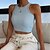 cheap Women&#039;s Blouses-Women&#039;s Camis Wrap Crop Top Plain White Light Blue Gray Patchwork Sleeveless Casual Sports Sexy Casual Y2K Round Neck Slim