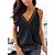 cheap Tops &amp; Blouses-Women&#039;s Tank Top Vest Black Lace Trims Plain Daily Weekend Sleeveless V Neck Streetwear Casual Regular S