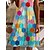 billige Uformelle kjoler-Dame Knelang kjole Kjole med A-linje Regnbue Kortermet Trykt mønster Geometrisk V-hals Vår Sommer Grunnleggende 2022 S M L XL XXL 3XL / 3D-utskrift