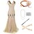 cheap Vintage Dresses-The Great Gatsby Roaring 20s 1920s Cocktail Dress Vintage Dress Flapper Dress Outfits Prom Dress Accesories Set Women&#039;s Tassel Fringe Costume Vintage Cosplay Party Prom Short Sleeve Floor Length Dress