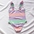 cheap Girls&#039; Swimwear-Kids Girls&#039; One Piece Swimwear Swimsuit Sequins Print Swimwear Sleeveless Print Unicorn Color Block Green Purple Active Cute Outdoor Beach Bathing Suits 2-8 Years / Spring / Summer
