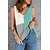 cheap Tops &amp; Blouses-Women&#039;s Tank Top Vest Color Block V Neck Casual Streetwear Tops Green Blue White