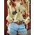cheap Sweaters-Women&#039;s Pullover Sweater Flower Print Cotton Active Casual Long Sleeve Loose Sweater Cardigans Fall Winter V Neck Purple Yellow Blushing Pink / Holiday