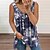 cheap Women&#039;s Tops-Women&#039;s Tank Top Vest Floral Theme Floral V Neck Flowing tunic Quarter Zip Print Casual Streetwear Tops Green Blue Wine / 3D Print