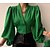cheap Tops &amp; Blouses-Women&#039;s Blouse Shirt Green Black Khaki Print Leopard Floral Long Sleeve V Neck Streetwear Casual Regular Floral Geometric Lantern Sleeve S