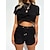 cheap Two Piece Sets-european and american independent station explosive style tethered round neck short sleeve t-shirt top shorts pit strip suit 2506