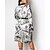 cheap Sleep &amp; Lounge-Women&#039;s 1 set Robes Gown Bathrobes Nighty Fashion Comfort Sweet Flag Polyester Home Beach Spa Lapel Long Sleeve Print Spring Summer Belt Included Gray Pink