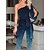 cheap Jumpsuits &amp; Rompers-Women&#039;s Jumpsuit Color Block Elegant One Shoulder Straight Daily Vacation Long Sleeve Regular Fit Blue S M L Spring