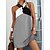 cheap Casual Dresses-Women&#039;s Knee Length Dress A Line Dress Black And White Leopard Light Gray Sleeveless Print Halter Neck Spring Summer Casual Modern 2022 S M L XL 2XL 3XL 4XL 5XL