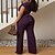 cheap Women&#039;s Jumpsuits-Women&#039;s Jumpsuit Solid Color Backless Streetwear V Neck Straight Street Sleeveless Regular Fit Black Purple S M L Spring