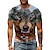 cheap Men&#039;s Tees &amp; Tank Tops-Men&#039;s Unisex T shirt Tee Graphic Prints Lion Animal 3D Print Crew Neck Street Daily Short Sleeve Print Tops Casual Designer Big and Tall Sports Gray Brown / Summer