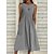 cheap Super Sale-Women&#039;s Midi Dress A Line Dress Gray Sleeveless Ruched Cold Shoulder Solid Color Crew Neck Spring Summer Casual 2022 S M L XL XXL 3XL