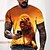 billige T-shirts og tanktops til mænd-Herre T-shirt T-Shirts Rund hals Grafisk Orange 3D-udskrivning Kortærmet 3D-udskrivning Afslappet Daglig Toppe Mode Sej Designer Bekvem / Sommer / Sommer