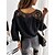 cheap Tops &amp; Blouses-Women&#039;s Shirt Blouse White Eyelet Tops Plain Black White Lace up Lace Patchwork Long Sleeve Daily Weekend Streetwear Casual Round Neck Loose Fit Batwing Sleeve Spring Fall