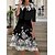 abordables Vestidos Casuales-Mujer Vestido Midi Vestido de dos piezas Negro Media Manga Estampado Floral Estampado Cuello Barco Primavera Verano Casual 2022 S M L XL XXL 3XL
