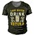 cheap T-Shirts-Men&#039;s Unisex T shirt Tee Graphic Wine Glass Letter 3D Print Crew Neck Street Daily Short Sleeve Print Tops Casual Designer Big and Tall Sports Green Black Blue / Summer