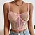 cheap Women&#039;s Tops-Corset Women&#039;s Breathable Comfortable Corset Tops Flower Backless Push Up Embroidery Polyester Not Specified Spring Summer Club Walking Pink / Lace / Lace