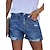 billige Pants-Dame Jeans  Bukser Denimstof Mode Medium Talje Udskæring Weekend Korte Mikroelastisk Helfarve Komfort Blå S / Shorts