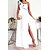 cheap Party Dresses-2022 hot style summer sleeveless shoulder ruffle hem hem slit dress women