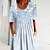 cheap Casual Dresses-Women&#039;s Knee Length Dress A Line Dress Light Blue Short Sleeve Ruched Pocket Print Floral Crew Neck Spring Summer Basic Casual 2022 S M L XL XXL 3XL