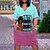 preiswerte Kleider in Übergröße da Donna-Damen Übergröße Farbverläufe Etuikleid Bedruckt V Ausschnitt Kurzarm Casual Frühling Sommer Normal Täglich Knielanges Kleid Kleid / Graphic