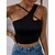 cheap Exercise, Fitness &amp; Yoga Clothing-Women&#039;s One Shoulder Yoga Top Crop Top Open Back One Shoulder Solid Color White Black Yoga Gym Workout Running Tank Top Sport Activewear Stretchy Breathable Quick Dry Lightweight Slim