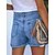 billige Pants-Dame Jeans  Bukser Denimstof Mode Medium Talje Udskæring Weekend Korte Mikroelastisk Helfarve Komfort Blå S / Shorts