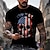 cheap T-Shirts-Men&#039;s Unisex T shirt Tee Graphic Prints Skull National Flag 3D Print Crew Neck Street Daily Short Sleeve Print Tops Casual Vintage Designer Big and Tall Black / Summer