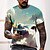 preiswerte Men&#039;s Clothing-Herren Tee T Shirt Graphic 3D-Druck Rundhalsausschnitt Alltag Täglich Kurzarm 3D-Druck Oberteile Modisch Designer Cool Komfortabel Grün Weiß Schwarz / Sommer