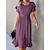 cheap Casual Dresses-Women&#039;s Party Dress Casual Dress Midi Dress Purple Pure Color Short Sleeve Spring Summer Lace up Crew Neck Weekend 2022 S M L XL XXL 3XL