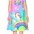 abordables Vestidos de Niña-Niños Poco Chica Vestido Arco iris Caricatura Unicornio Diario Festivos Vacaciones Vestido de una línea Estampado Morado Sobre la rodilla Manga Corta Casual Estilo lindo Dulce Vestidos Primavera