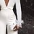 cheap Women&#039;s Jumpsuits-Women‘s Jumpsuit Feather Solid Color Deep V Wedding Elegant Party Evening Prom Wide Leg Slim Long Sleeve White S M L Fall