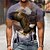 cheap Men&#039;s Tees &amp; Tank Tops-Men&#039;s Unisex T shirt Tee Crew Neck Graphic Prints Eagle Gray 3D Print Short Sleeve Print Outdoor Street Tops Sports Designer Casual Big and Tall / Summer / Summer