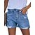 billige Pants-Dame Jeans  Bukse Denimstoff Mote Medium Midje Utskjæring Helg Kort Mikroelastisk Helfarge Komfort Blå S / Shorts