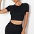 cheap Sport Athleisure-Women&#039;s Crew Neck Yoga Top Crop Top Cropped Shirred Solid Color Dark Grey Black Yoga Gym Workout Running Tee Tshirt Short Sleeve Sport Activewear Stretchy Breathable Quick Dry Lightweight
