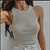 cheap Women&#039;s Blouses-Women&#039;s Camis Wrap Crop Top Plain White Light Blue Gray Patchwork Sleeveless Casual Sports Sexy Casual Y2K Round Neck Slim