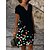 cheap Print Dresses-Women&#039;s Knee Length Dress A Line Dress Green Black Blue Short Sleeve Print Heart V Neck Spring Summer Personalized Linen S M L XL XXL 3XL / 3D Print