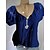 cheap Women&#039;s Tops-Women&#039;s Shirt Plain Casual Daily Short Sleeve Shirt V Neck Lace Basic Essential Elegant White Black Blue S