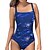 cheap One Piece-Women&#039;s Swimwear One Piece Monokini Bathing Suits Normal Swimsuit Print Floral Print High Waisted Blue Strap Padded Bathing Suits Vacation Sexy Sports / New