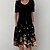 cheap Mini Dresses-Black Floral Midi Shift Dress for Women