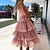 cheap Dresses-Women&#039;s Maxi long Dress Party Dress Swing Dress Pink Beige Sleeveless Lace up Mesh Layered Pure Color Strapless Spring Summer Party Party Elegant 2022 S M L XL