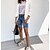 abordables Cotton &amp; Linen-Femme Jeans Normal Jean Plein Bleu Mode Taille médiale Longueur genou Casual Fin de semaine Eté Printemps &amp; Automne