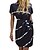 cheap Casual Dresses-Women&#039;s Knee Length Dress Sheath Dress Black Short Sleeve Lace up Print Paisley Crew Neck Spring Summer Casual Linen Loose S M L XL