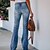 cheap Cotton &amp; Linen-Women‘s Low Rise Jeans Bootcut Flared Pants Full Length Denim Micro-elastic Mid Waist Basic Trousers Work Daily Blue S M Spring, Fall, Winter, Summer